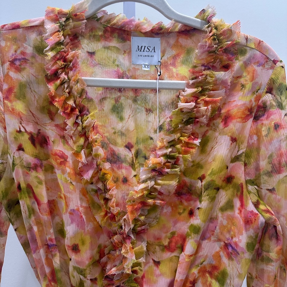 MISA Los Angeles Nora Dress XS NWT | Garden Floral Tiered Ruffle Midi - Picture 5 of 7